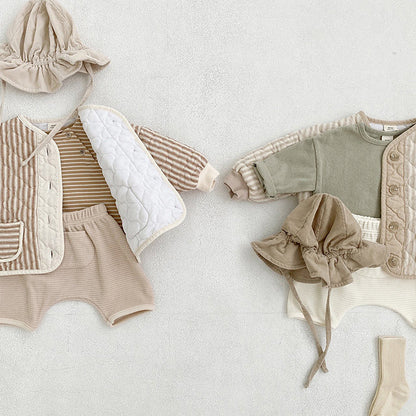 Retro Diamond Quilted Jacket ストライプ キルティングジャケット【mh0012265】 yi nian ni