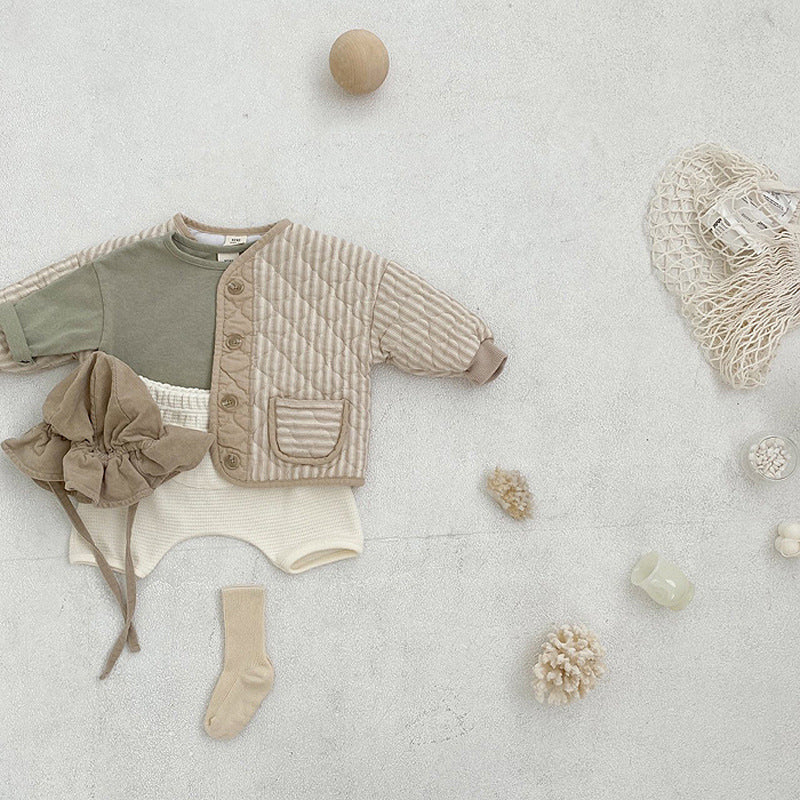 Retro Diamond Quilted Jacket ストライプ キルティングジャケット【mh0012265】 yi nian ni