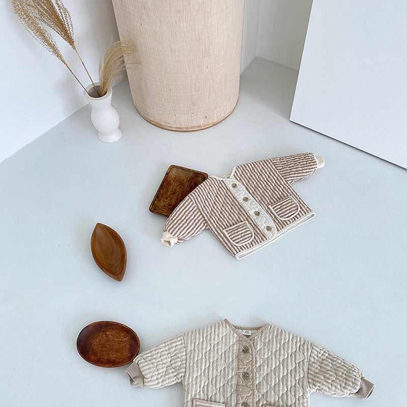 Retro Diamond Quilted Jacket ストライプ キルティングジャケット【mh0012265】 yi nian ni