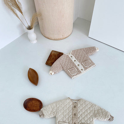 Retro Diamond Quilted Jacket ストライプ キルティングジャケット【mh0012265】 yi nian ni