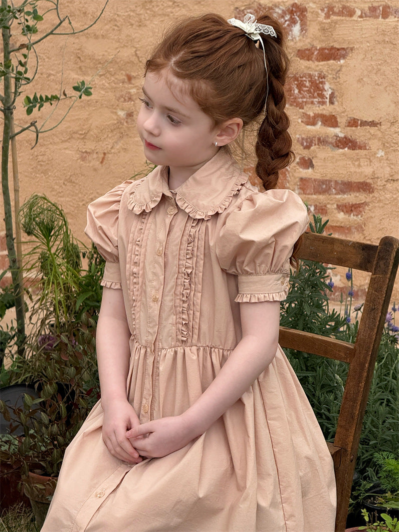 Retro Doll Collar Cotton Dress コットン 丸襟 長袖ワンピース【mh0012409】 mamahalo shop