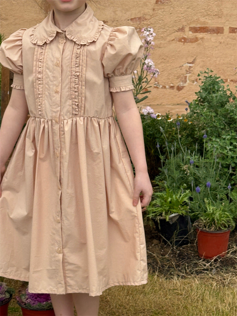 Retro Doll Collar Cotton Dress コットン 丸襟 長袖ワンピース【mh0012409】 mamahalo shop