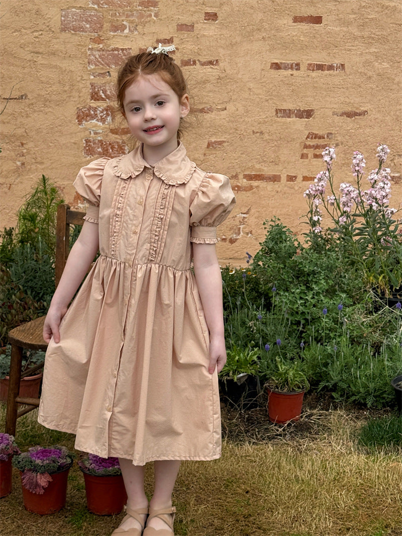 Retro Doll Collar Cotton Dress コットン 丸襟 長袖ワンピース【mh0012409】 mamahalo shop