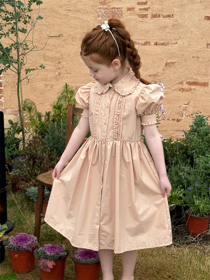 Retro Doll Collar Cotton Dress コットン 丸襟 長袖ワンピース【mh0012409】 mamahalo shop