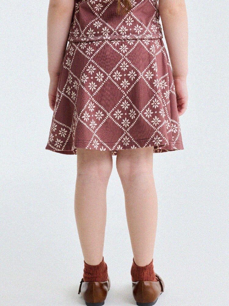 Retro Geometric Tank Top Skort ダイヤ柄 タンクトップ パンツインスカート【mh0013185】 yunerma ノースリーブセットアップ