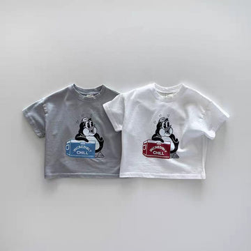 Retro Nautical Raglan T-shirt ペンギン クルーネック 半袖Tシャツ【mh0012928】 yi nian ni 半袖Tシャツ