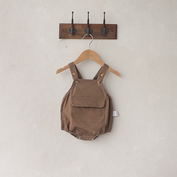 Retro Pocket Bib Overalls フロントポケット サロペット【mh0012693】 Light Brown / 66cm BBAMMA ノースリーブロンパース
