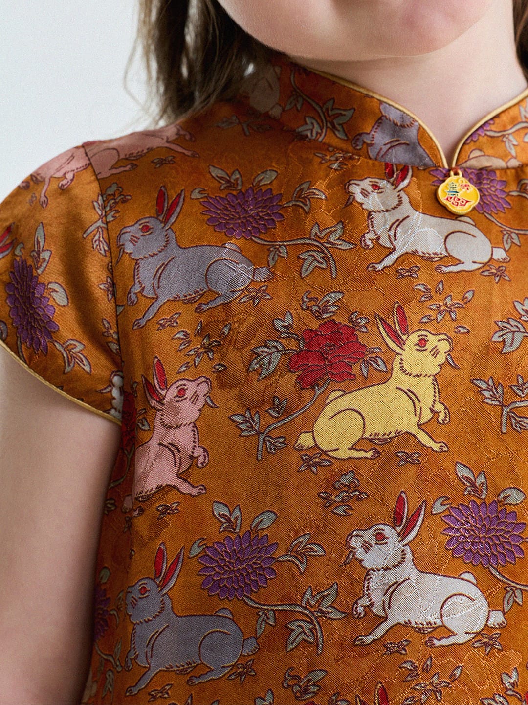 Retro Rabbit Elephant Pattern Stand Collar Dress アニマルプリント 半袖ワンピース【mh0013174】 yunerma 半袖ワンピース