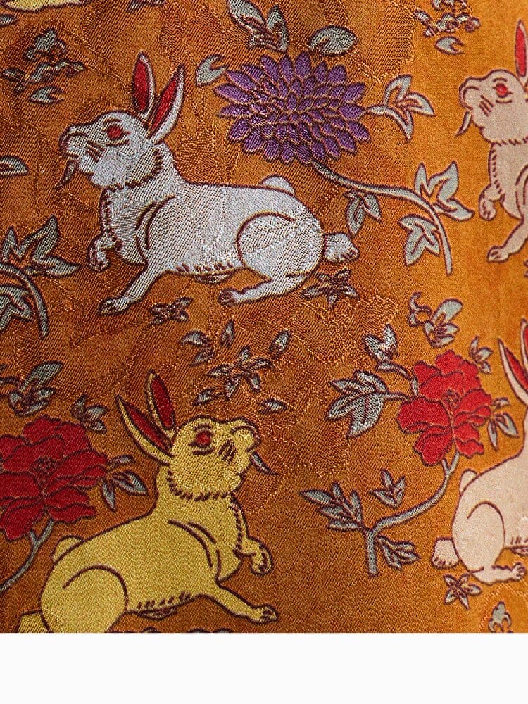 Retro Rabbit Elephant Pattern Stand Collar Dress アニマルプリント 半袖ワンピース【mh0013174】 yunerma 半袖ワンピース
