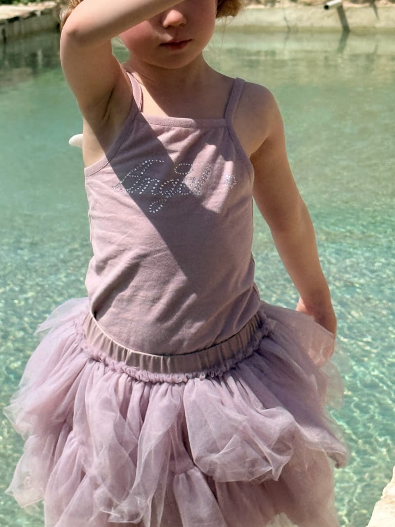 Rhinestone Camisole Tulle Tutu Skirt ノースリーブトップス チュールスカート セットアップ【mh0012800】 Chengle ノースリーブセットアップ