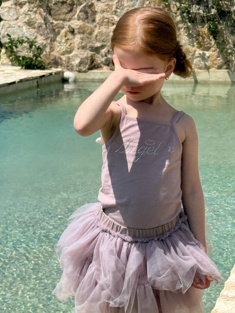 Rhinestone Camisole Tulle Tutu Skirt ノースリーブトップス チュールスカート セットアップ【mh0012800】 Chengle ノースリーブセットアップ