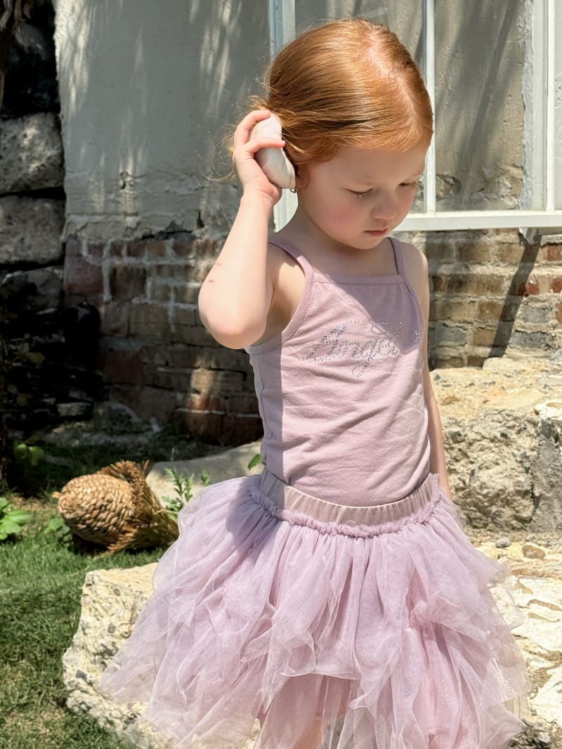 Rhinestone Camisole Tulle Tutu Skirt ノースリーブトップス チュールスカート セットアップ【mh0012800】 Chengle ノースリーブセットアップ