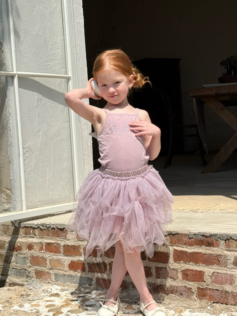 Rhinestone Camisole Tulle Tutu Skirt ノースリーブトップス チュールスカート セットアップ【mh0012800】 Chengle ノースリーブセットアップ