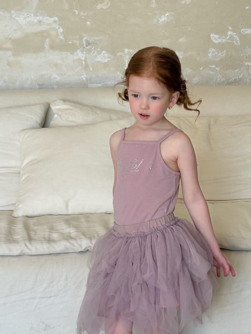 Rhinestone Camisole Tulle Tutu Skirt ノースリーブトップス チュールスカート セットアップ【mh0012800】 Chengle ノースリーブセットアップ