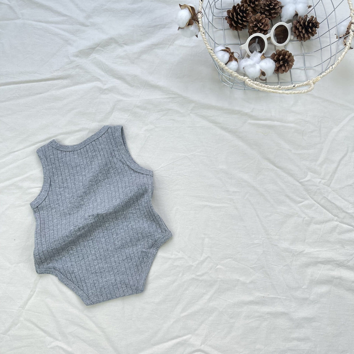 Ribbed Basic Sleeveless Romper 無地 ノースリーブロンパース【mh0012898】 yi nian ni ノースリーブロンパース