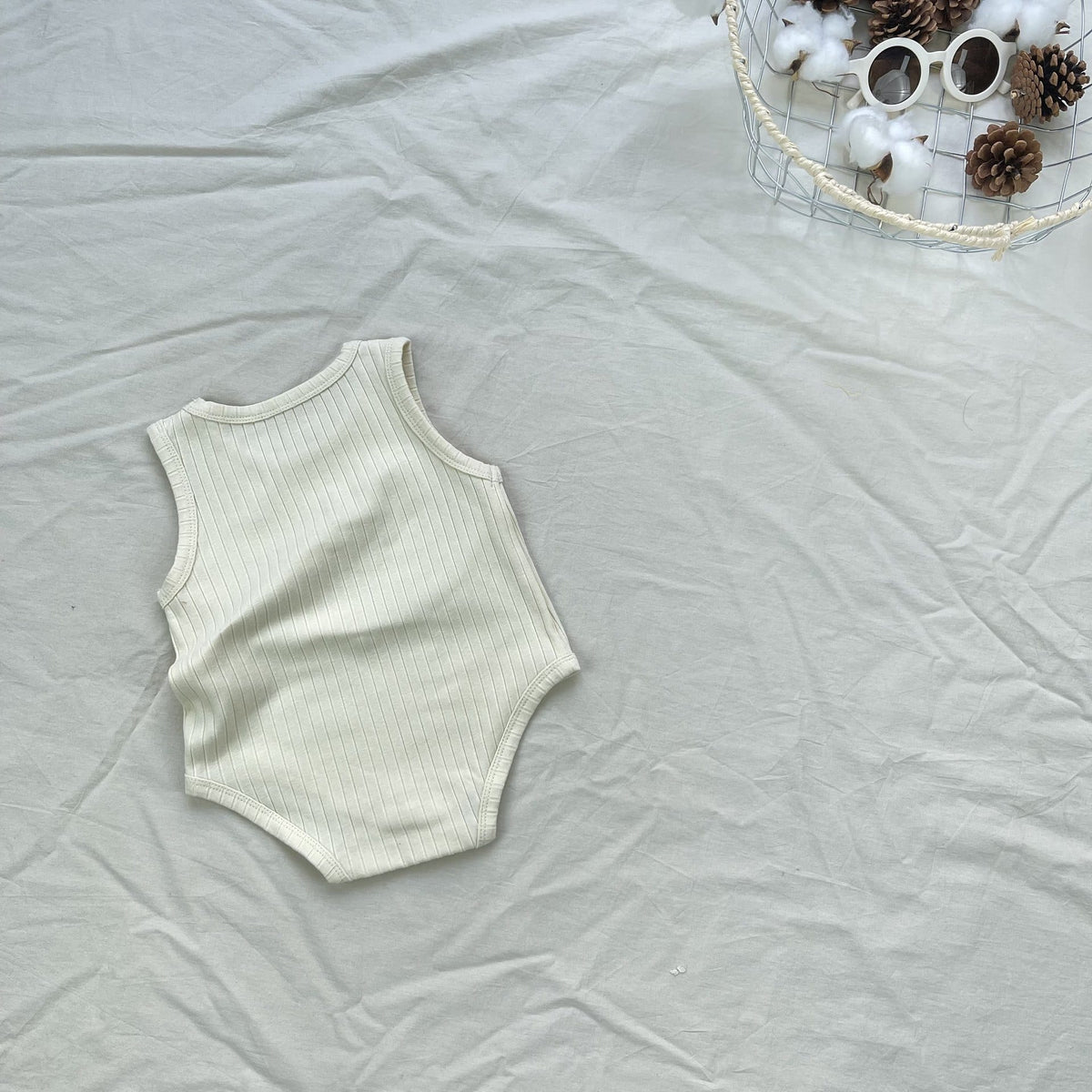 Ribbed Basic Sleeveless Romper 無地 ノースリーブロンパース【mh0012898】 yi nian ni ノースリーブロンパース
