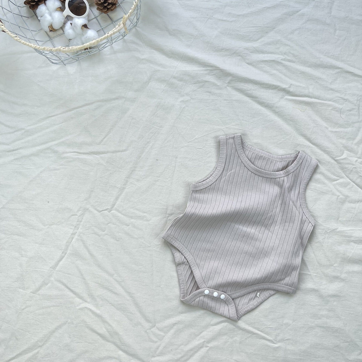 Ribbed Basic Sleeveless Romper 無地 ノースリーブロンパース【mh0012898】 yi nian ni ノースリーブロンパース