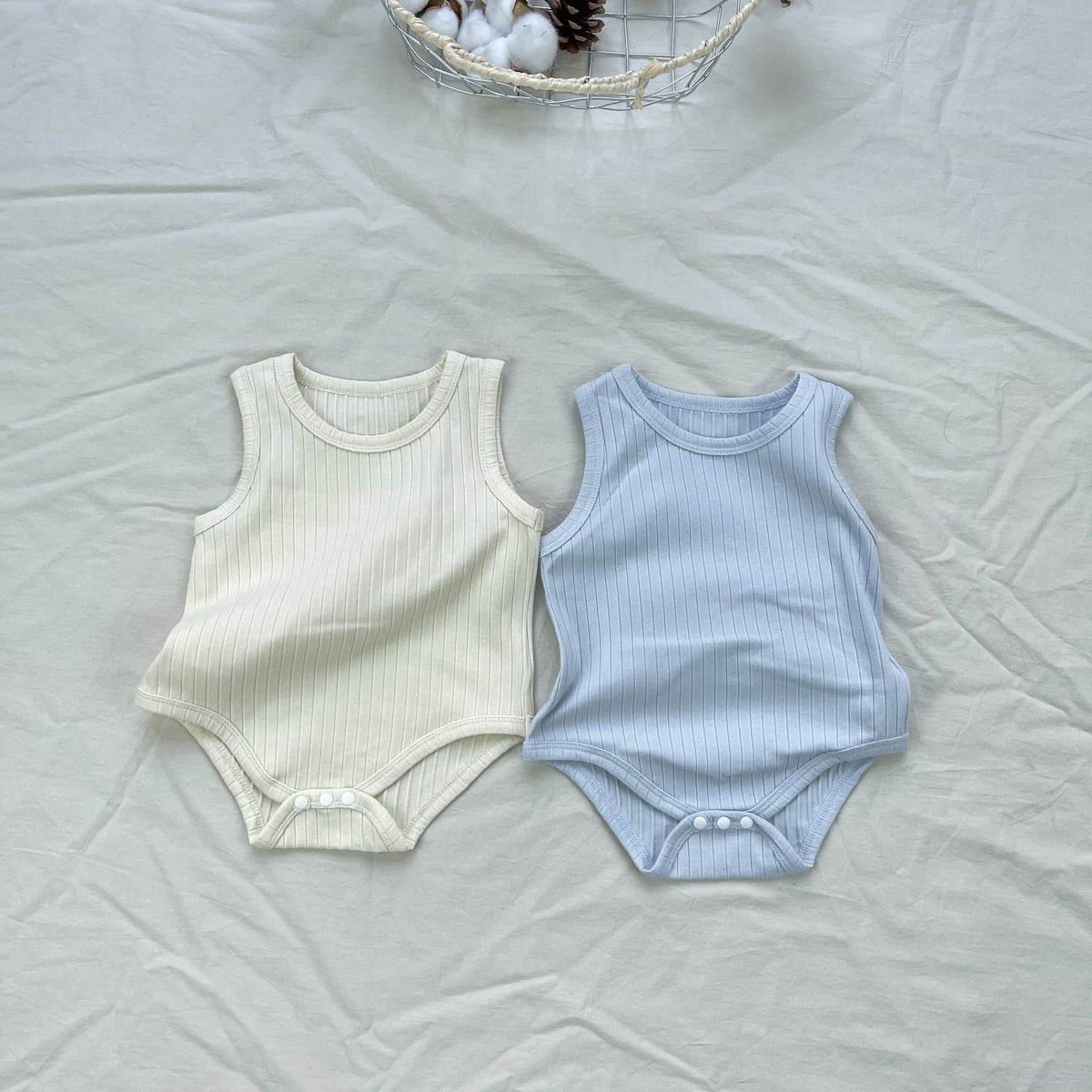 Ribbed Basic Sleeveless Romper 無地 ノースリーブロンパース【mh0012898】 yi nian ni ノースリーブロンパース