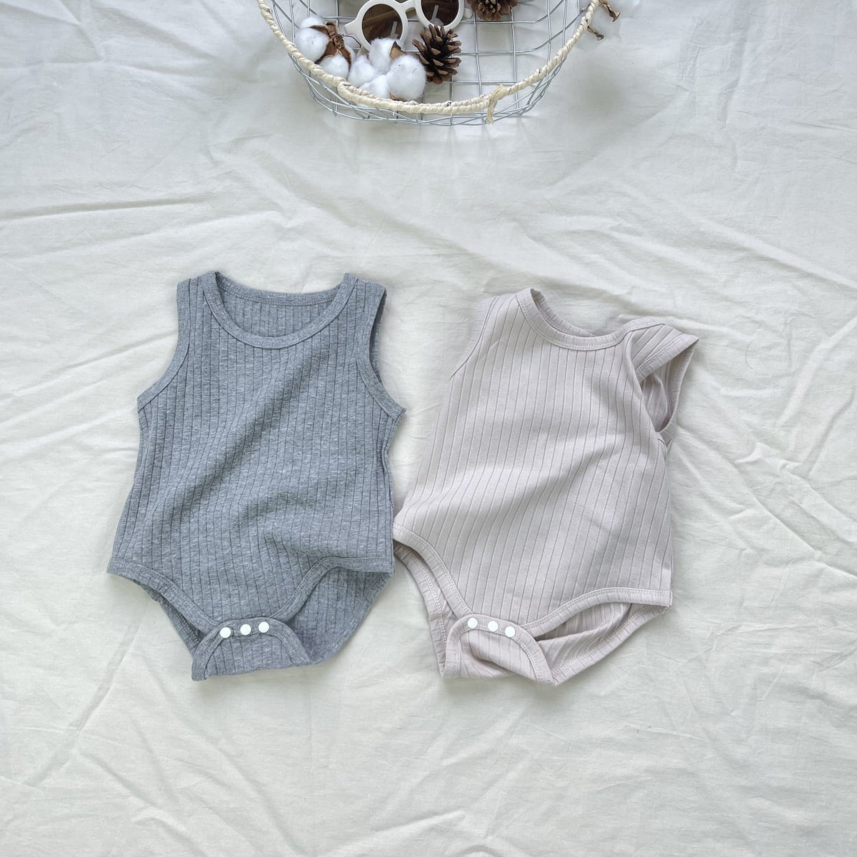 Ribbed Basic Sleeveless Romper 無地 ノースリーブロンパース【mh0012898】 yi nian ni ノースリーブロンパース