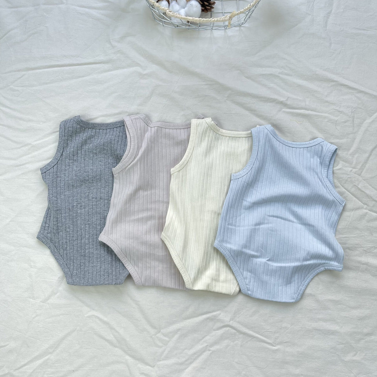 Ribbed Basic Sleeveless Romper 無地 ノースリーブロンパース【mh0012898】 yi nian ni ノースリーブロンパース