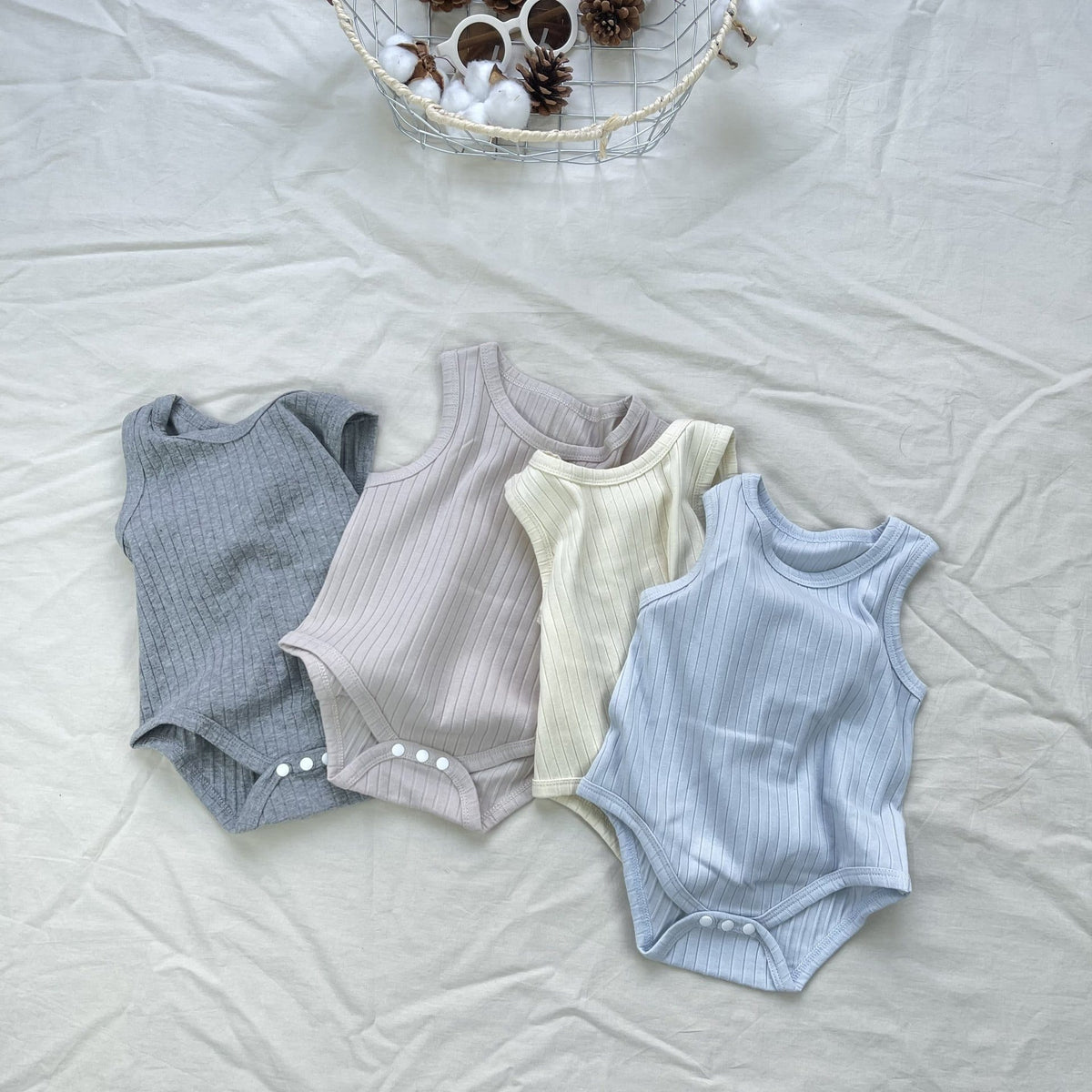 Ribbed Basic Sleeveless Romper 無地 ノースリーブロンパース【mh0012898】 yi nian ni ノースリーブロンパース