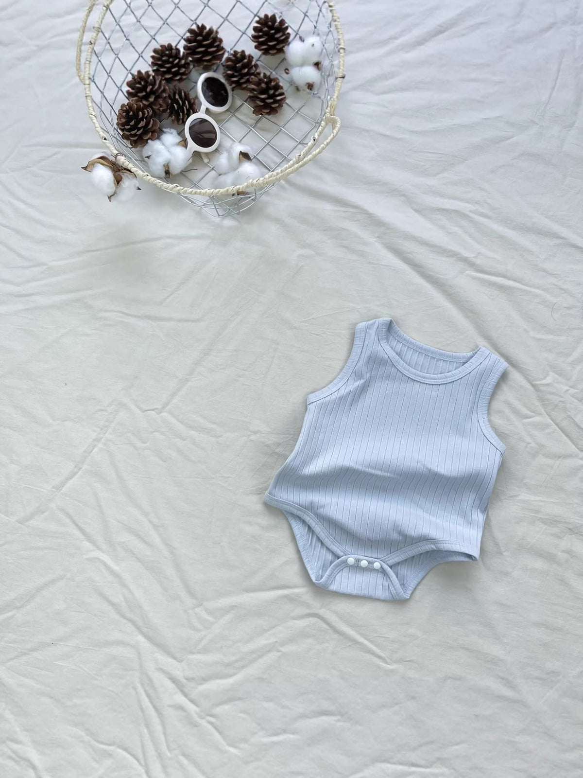 Ribbed Basic Sleeveless Romper 無地 ノースリーブロンパース【mh0012898】 yi nian ni ノースリーブロンパース