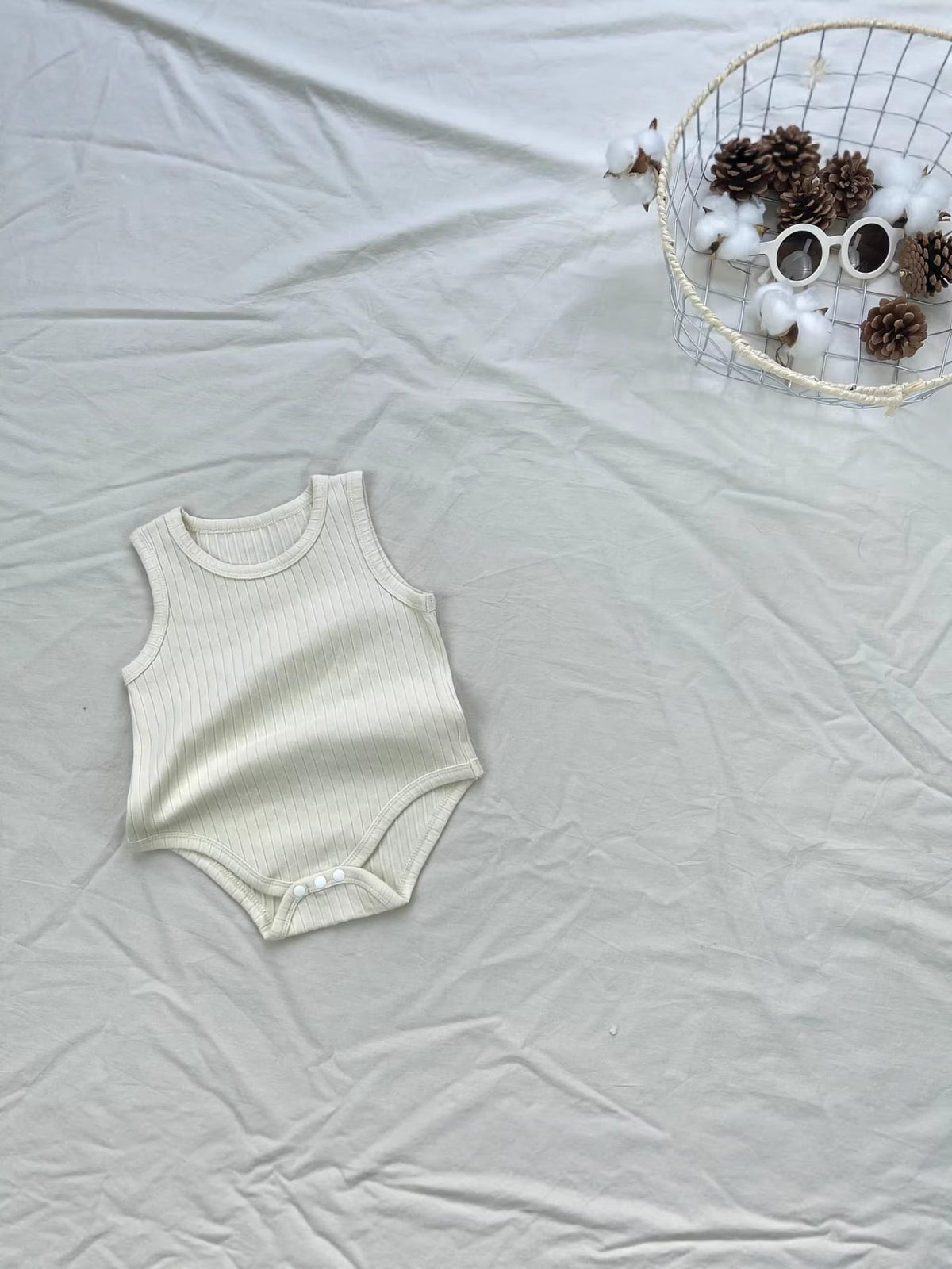 Ribbed Basic Sleeveless Romper 無地 ノースリーブロンパース【mh0012898】 yi nian ni ノースリーブロンパース