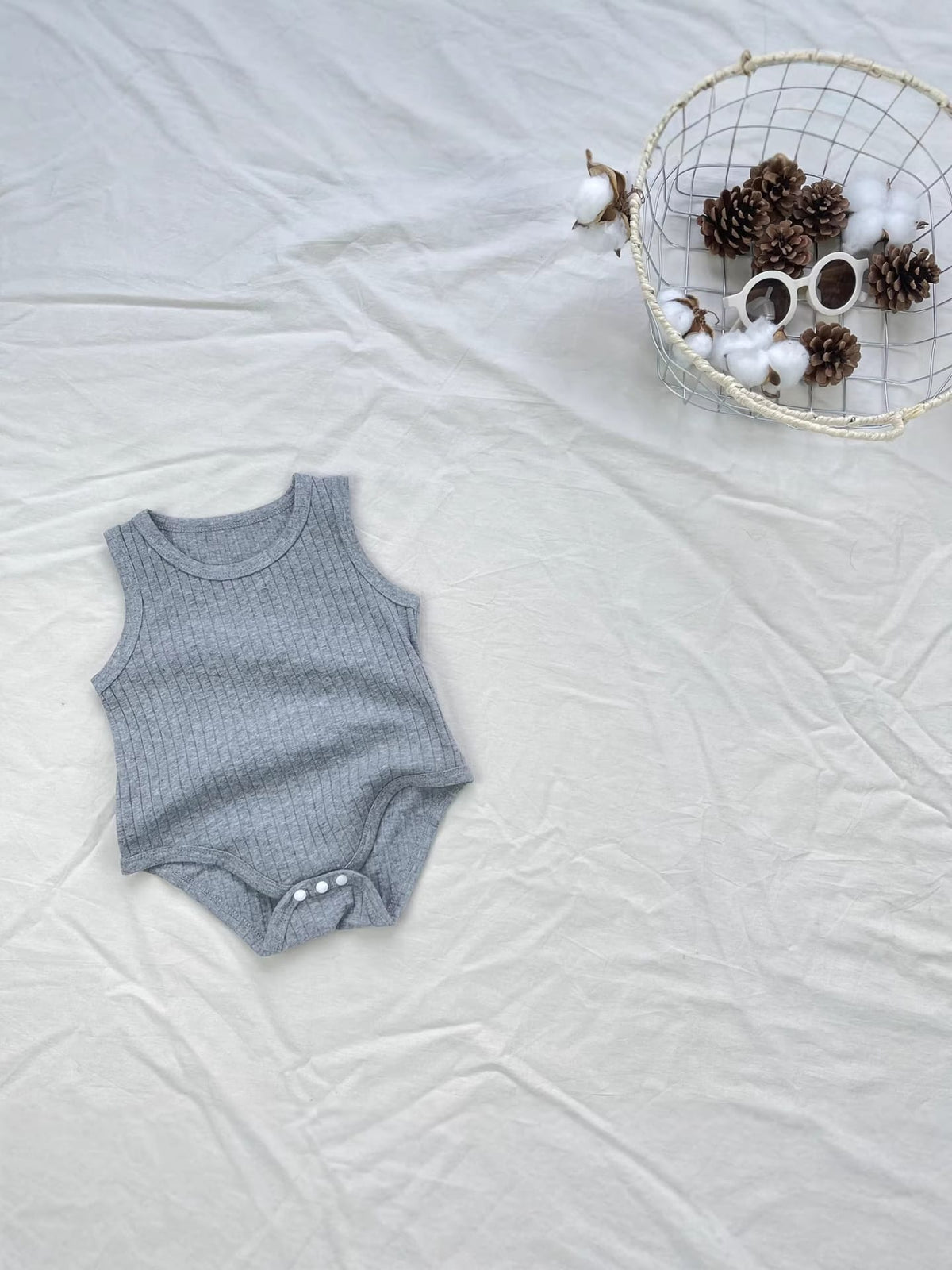 Ribbed Basic Sleeveless Romper 無地 ノースリーブロンパース【mh0012898】 yi nian ni ノースリーブロンパース