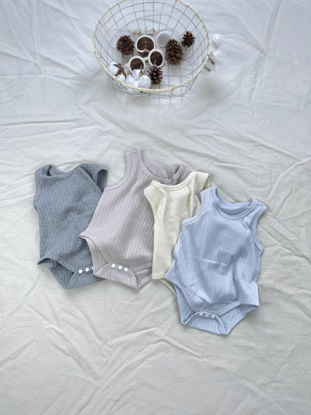 Ribbed Basic Sleeveless Romper 無地 ノースリーブロンパース【mh0012898】 yi nian ni ノースリーブロンパース