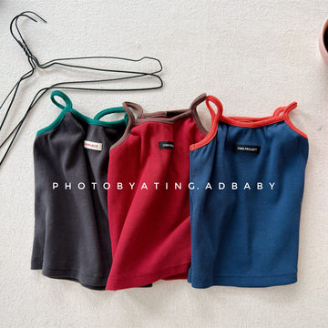 Ribbed Contrast Trim Cami キャミソール キャミソール【mh0013447】 ADbaby タンクトップ・キャミソール・ノースリーブトップス