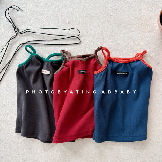 Ribbed Contrast Trim Cami キャミソール キャミソール【mh0013447】 ADbaby タンクトップ・キャミソール・ノースリーブトップス