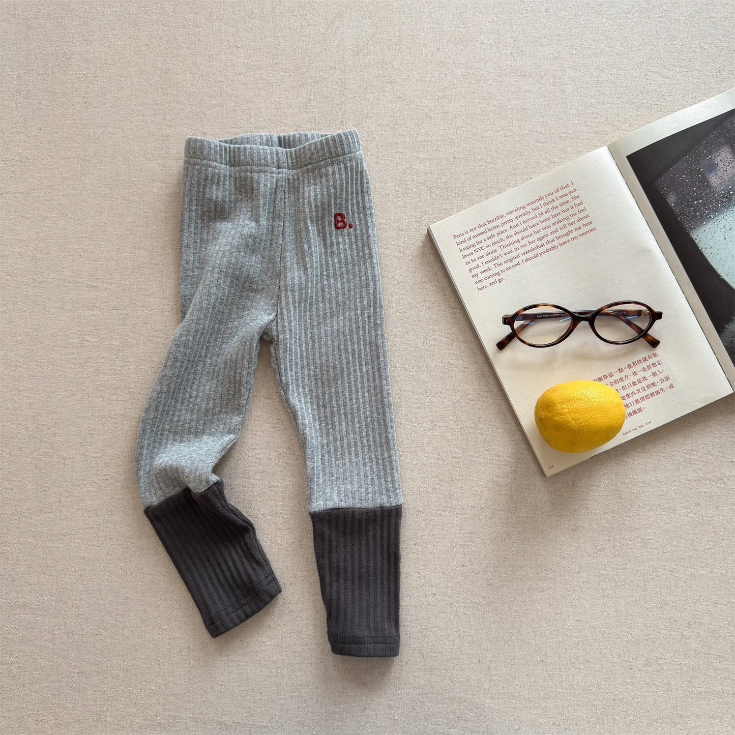 Ribbed Embroidery Leggings Pants 刺繍 レギンスパンツ【mh0012453】 Light Gray / 80cm ADbaby レギンスパンツ