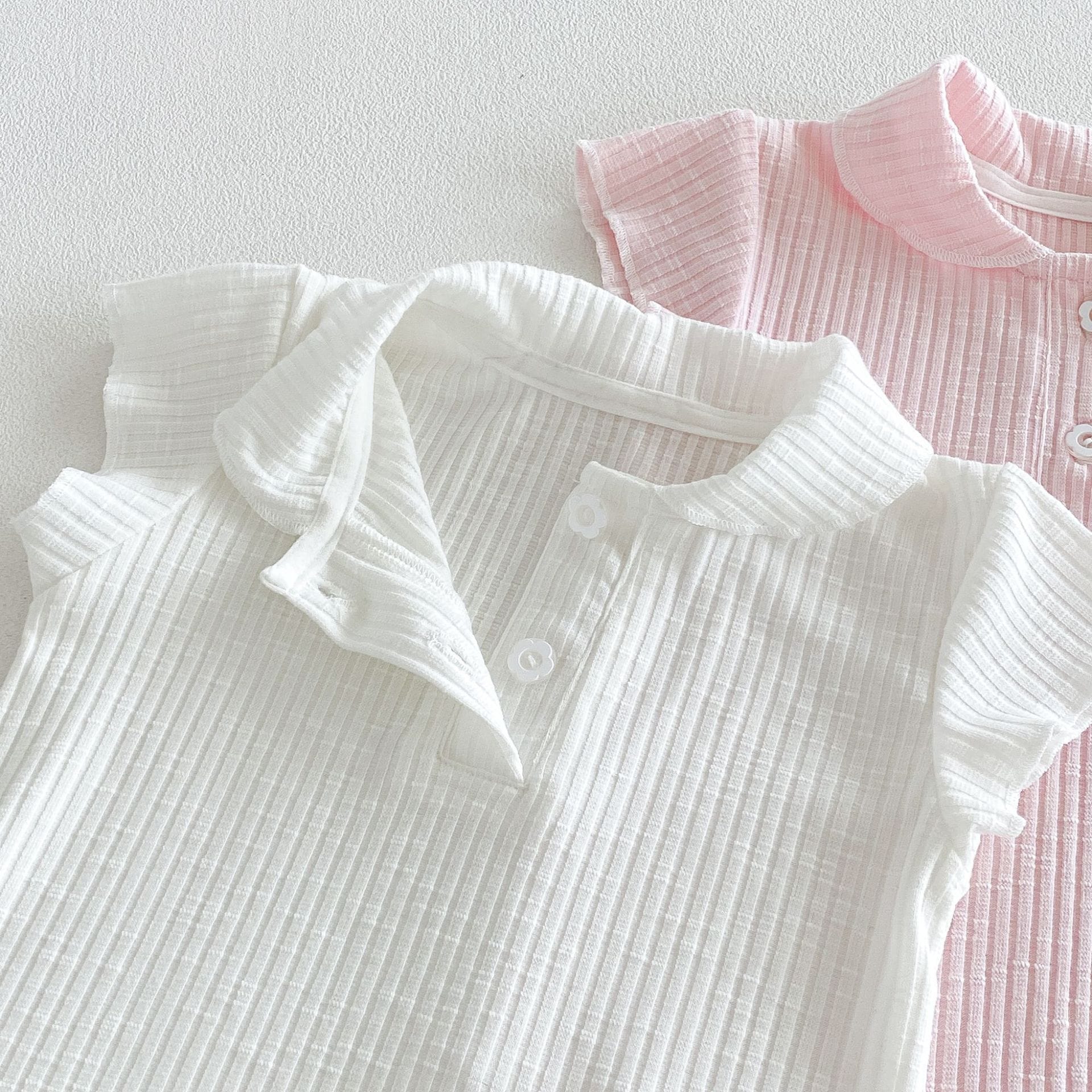 Ribbed Lapel Collar Puff Sleeve Polo Top メロウ 半袖ポロシャツ【mh0013431】 angou 半袖シャツ・ブラウス