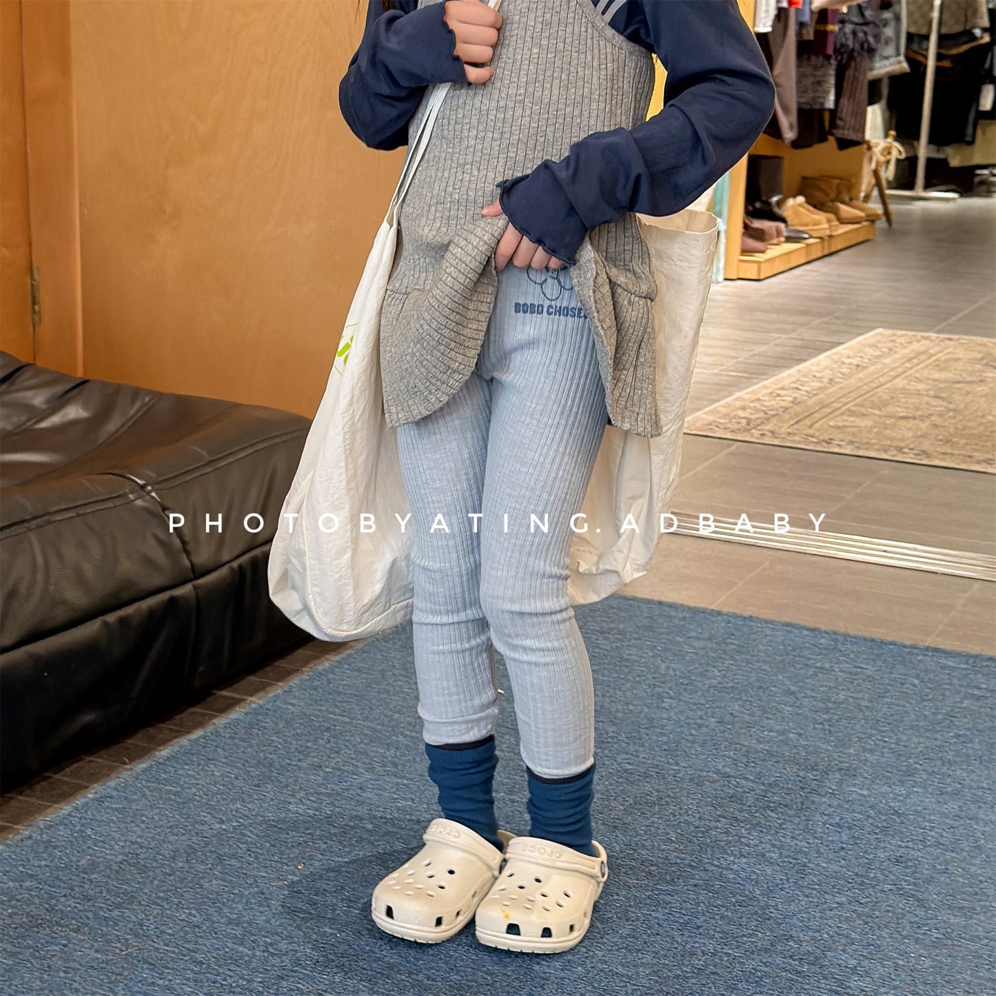 Ribbed Printed Leggings リブ プリント レギンス【mh0012437】 ADbaby レギンスパンツ