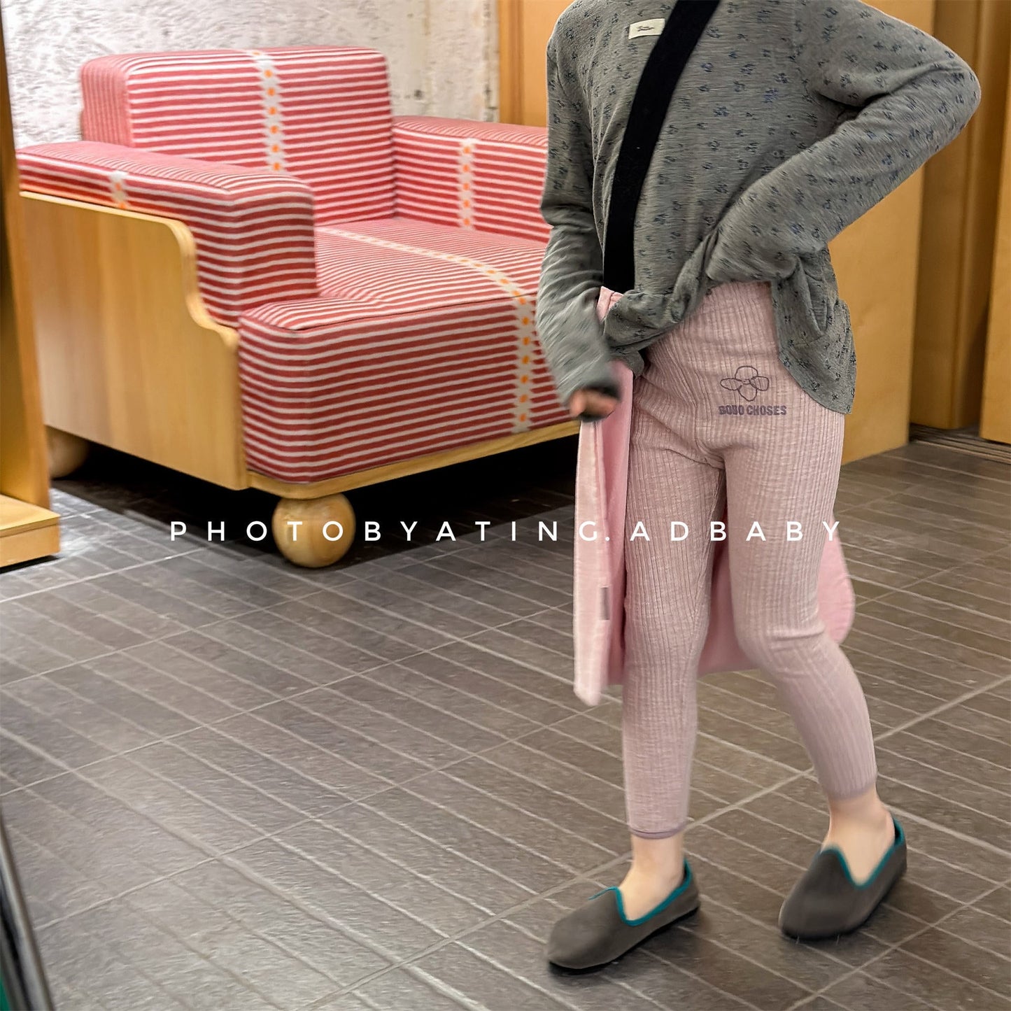 Ribbed Printed Leggings リブ プリント レギンス【mh0012437】 ADbaby レギンスパンツ