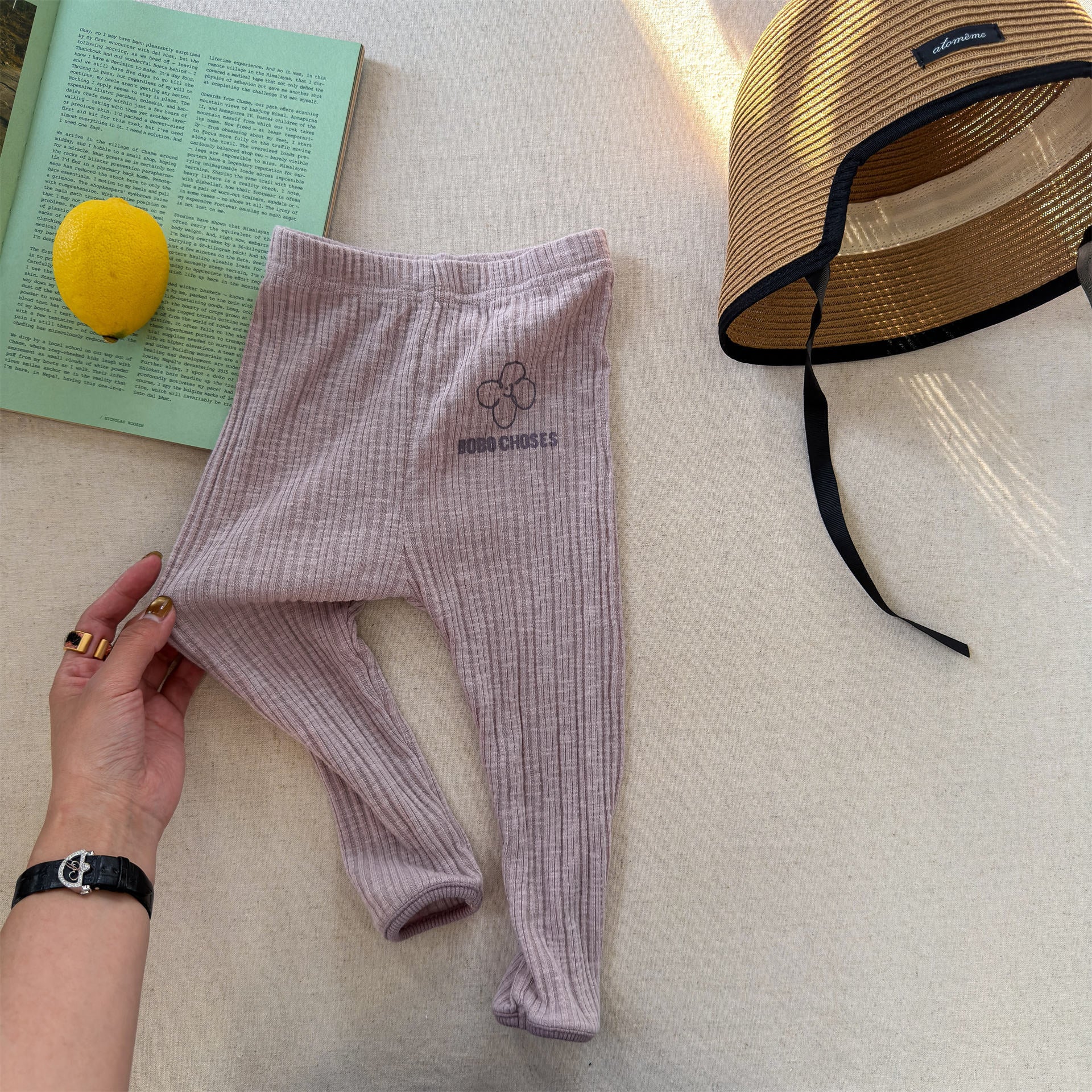 Ribbed Printed Leggings リブ プリント レギンス【mh0012437】 Pink / 80cm ADbaby レギンスパンツ