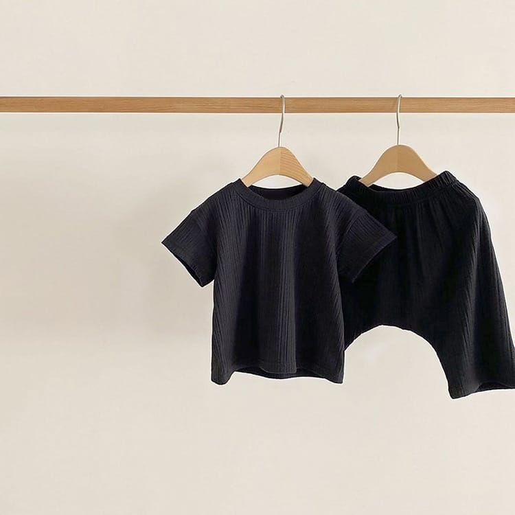 Ribbed Short Sleeve Loungewear Set リブ編み 半袖 セットアップ【mh0012669】 BBAMMA 半袖パジャマ