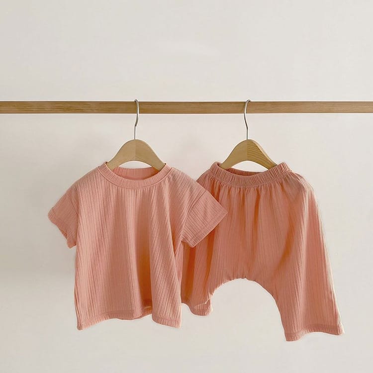 Ribbed Short Sleeve Loungewear Set リブ編み 半袖 セットアップ【mh0012669】 BBAMMA 半袖パジャマ