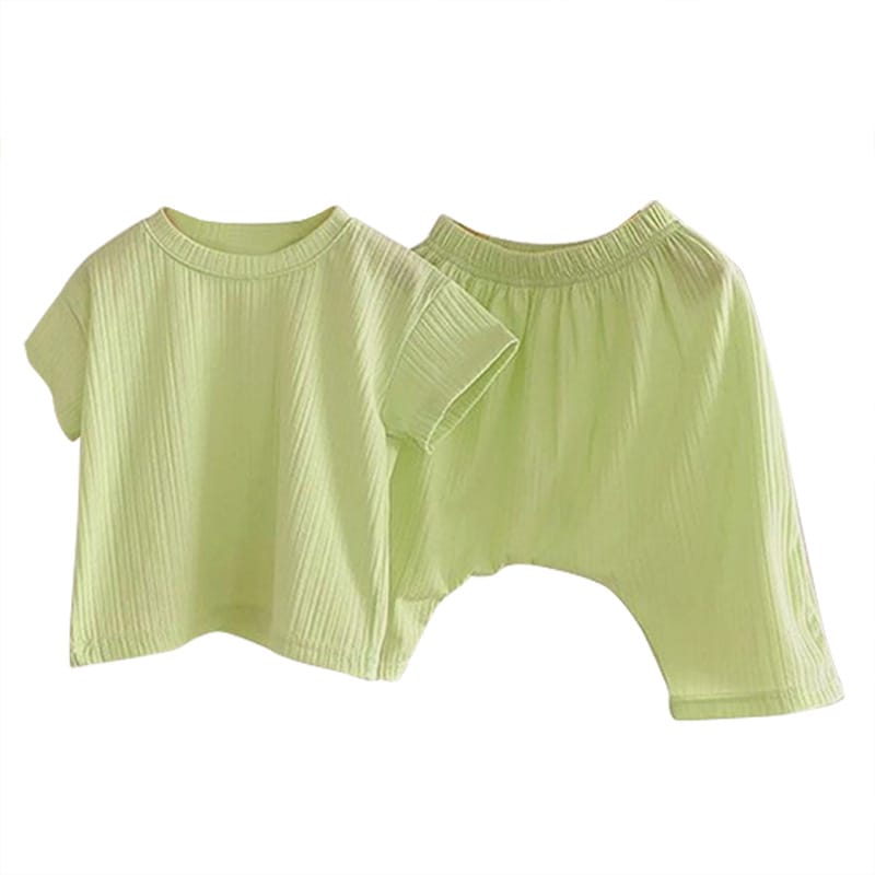 Ribbed Short Sleeve Loungewear Set リブ編み 半袖 セットアップ【mh0012669】 BBAMMA 半袖パジャマ