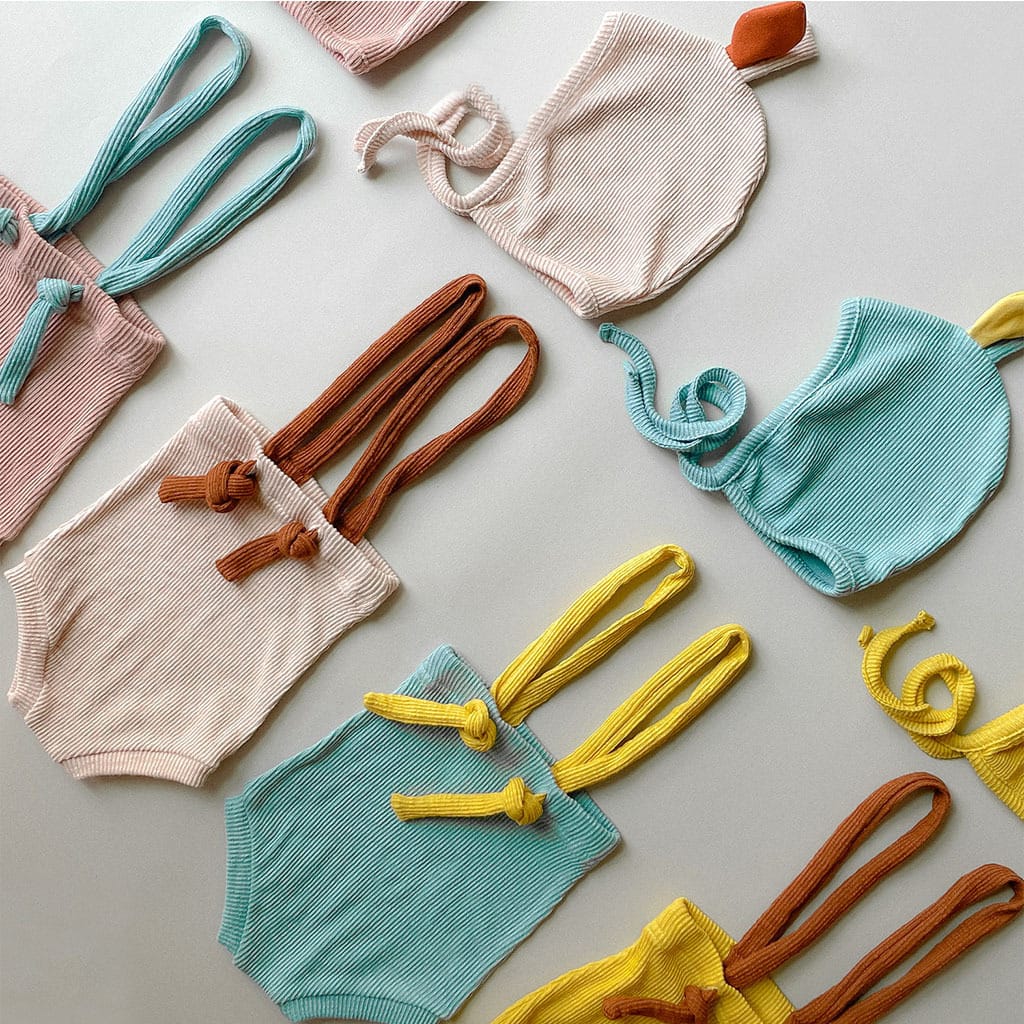Ribbed Suspender Bloomer Shorts フルーツ サロペットパンツ【mh0013397】 TOMMY'S GIFTS サロペットパンツ・サスペンダーパンツ