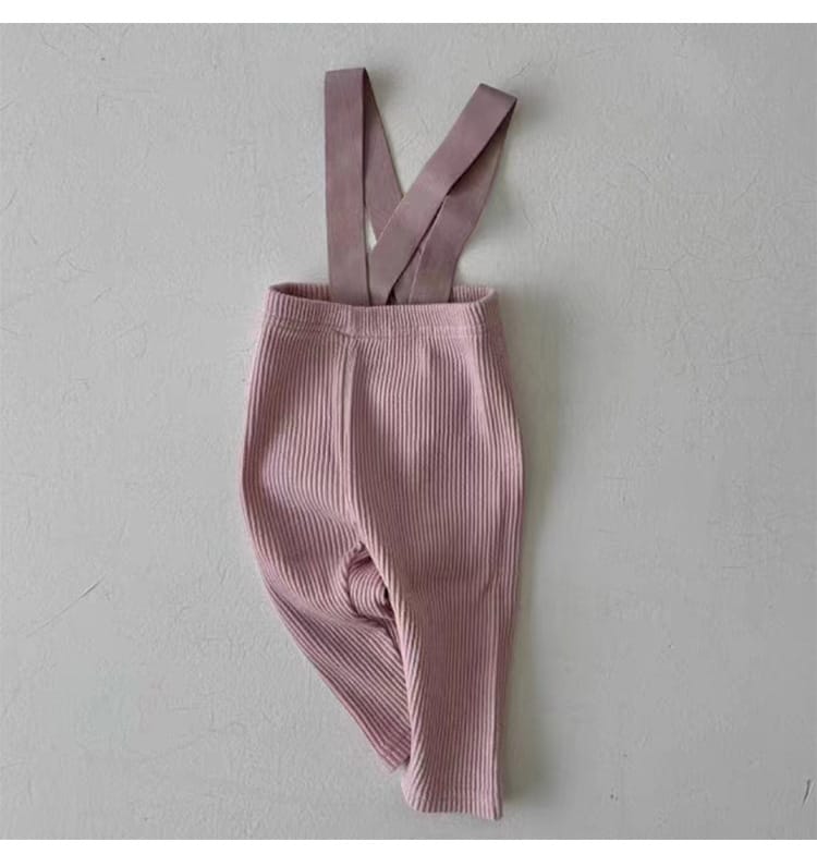 Ribbed Suspender Long Pants リブ編み サスペンダー レギンスパンツ【mh0013030】 Beitaoya サロペットパンツ・サスペンダーパンツ