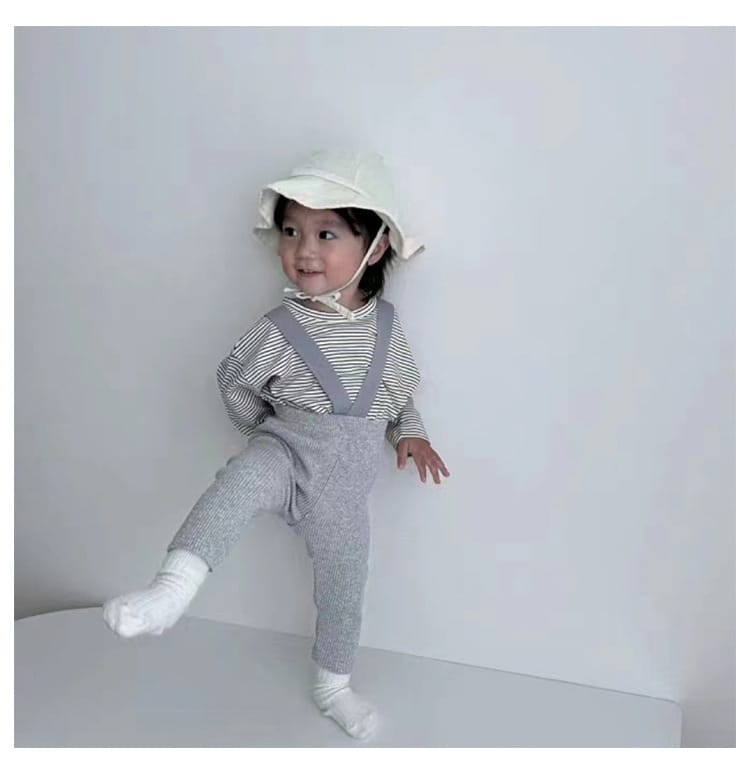 Ribbed Suspender Long Pants リブ編み サスペンダー レギンスパンツ【mh0013030】 Beitaoya サロペットパンツ・サスペンダーパンツ