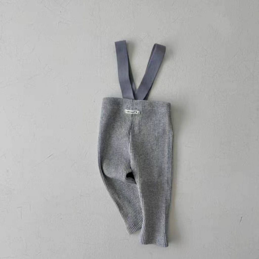 Ribbed Suspender Long Pants リブ編み サスペンダー レギンスパンツ【mh0013030】 Gray / 66cm Beitaoya サロペットパンツ・サスペンダーパンツ