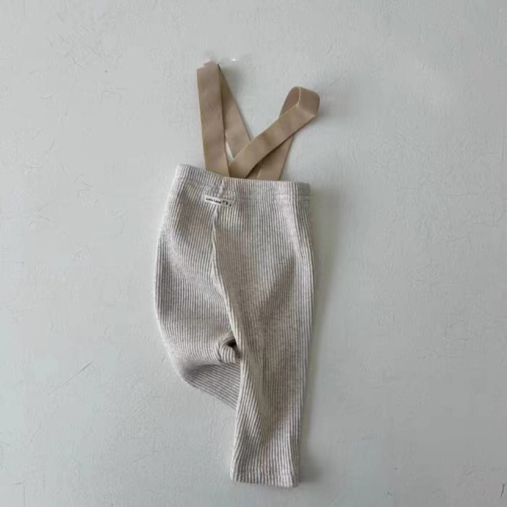 Ribbed Suspender Long Pants リブ編み サスペンダー レギンスパンツ【mh0013030】 Light Grey / 66cm Beitaoya サロペットパンツ・サスペンダーパンツ