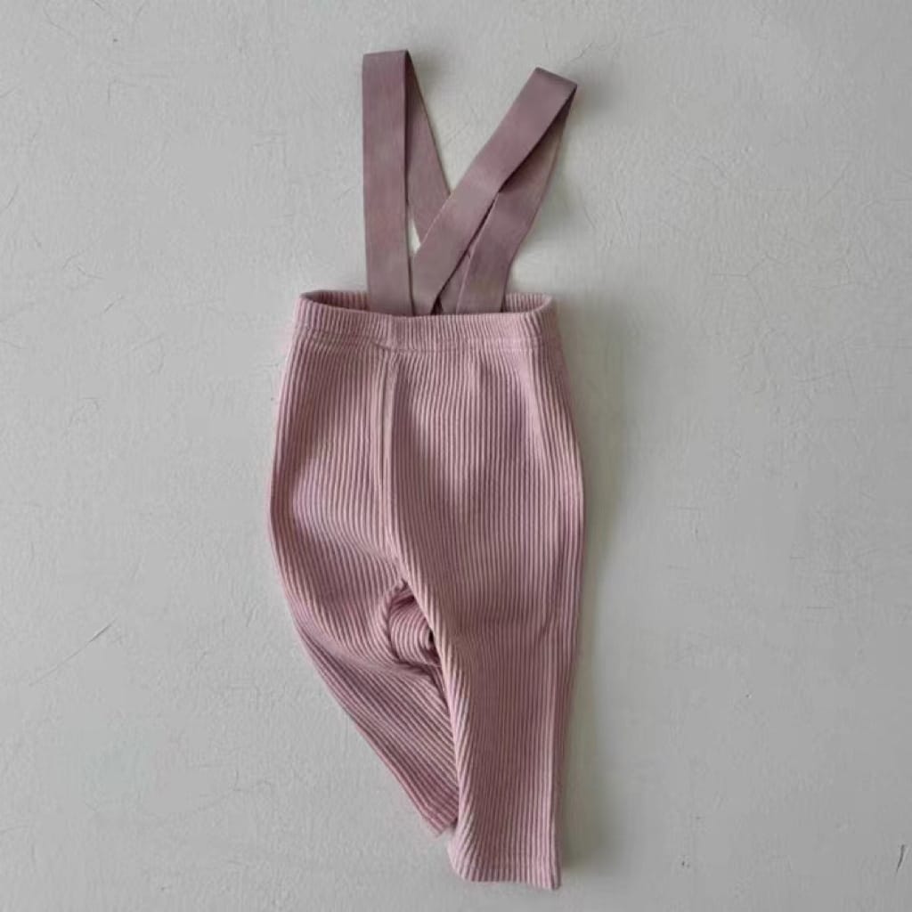 Ribbed Suspender Long Pants リブ編み サスペンダー レギンスパンツ【mh0013030】 Pink / 66cm Beitaoya サロペットパンツ・サスペンダーパンツ