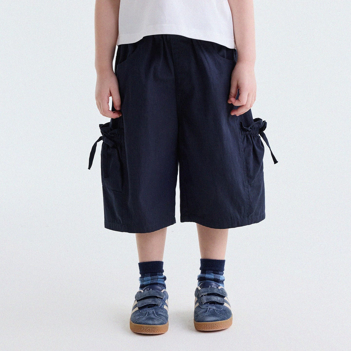 Ribbon Detail Cropped Pants リボン ハーフパンツ【mh0013179】 Black Gray / 90cm yunerma ハーフパンツ・ショートパンツ
