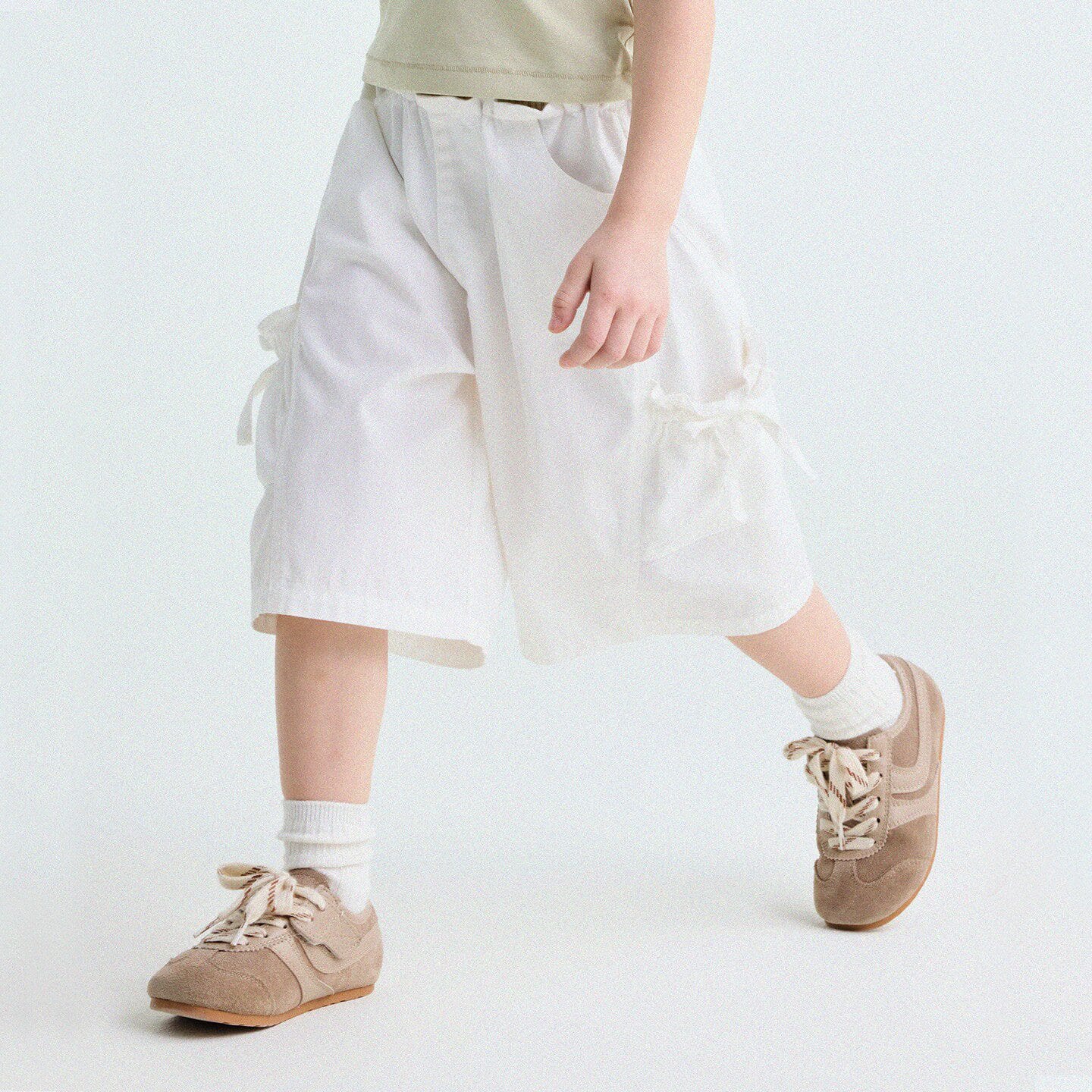Ribbon Detail Cropped Pants リボン ハーフパンツ【mh0013179】 White / 90cm yunerma ハーフパンツ・ショートパンツ