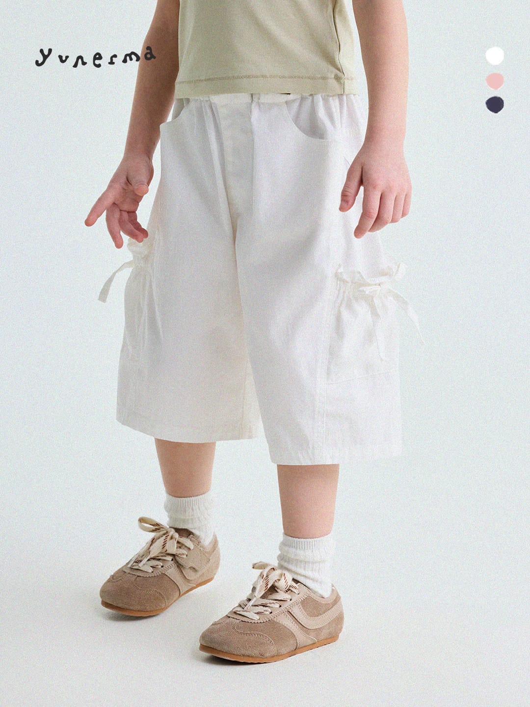 Ribbon Detail Cropped Pants リボン ハーフパンツ【mh0013179】 yunerma ハーフパンツ・ショートパンツ