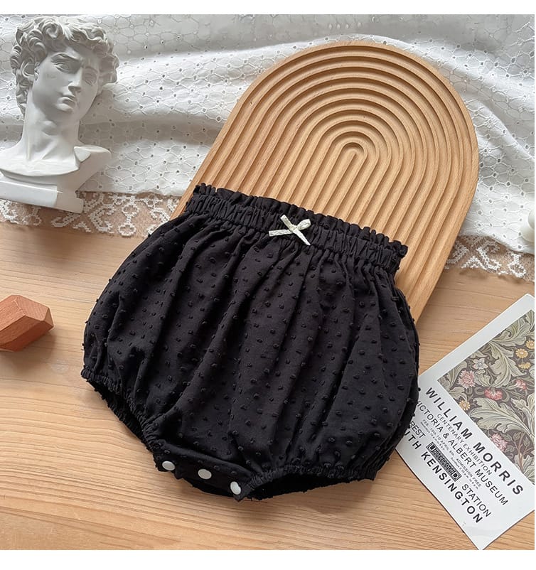 Ribbon Print Ruffle Neck Tee and Bloomer Set リボン 半袖Tシャツ ショートパンツ セット【mh0013599】 Beitaoya 半袖セットアップ
