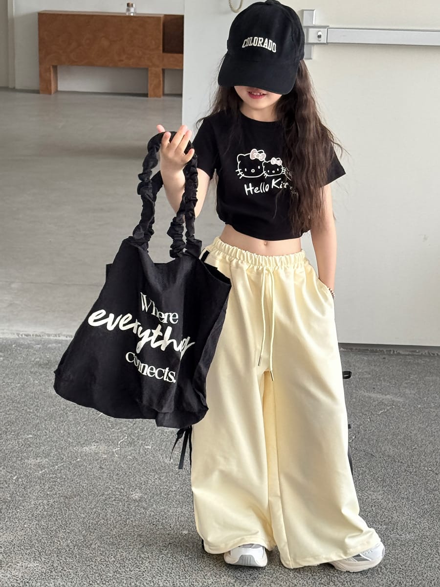Ribbon Side Stripe Wide Pants サイドリボン ワイドパンツ【mh0013068】 mamahalo kids ロングパンツ・スウェットパンツ